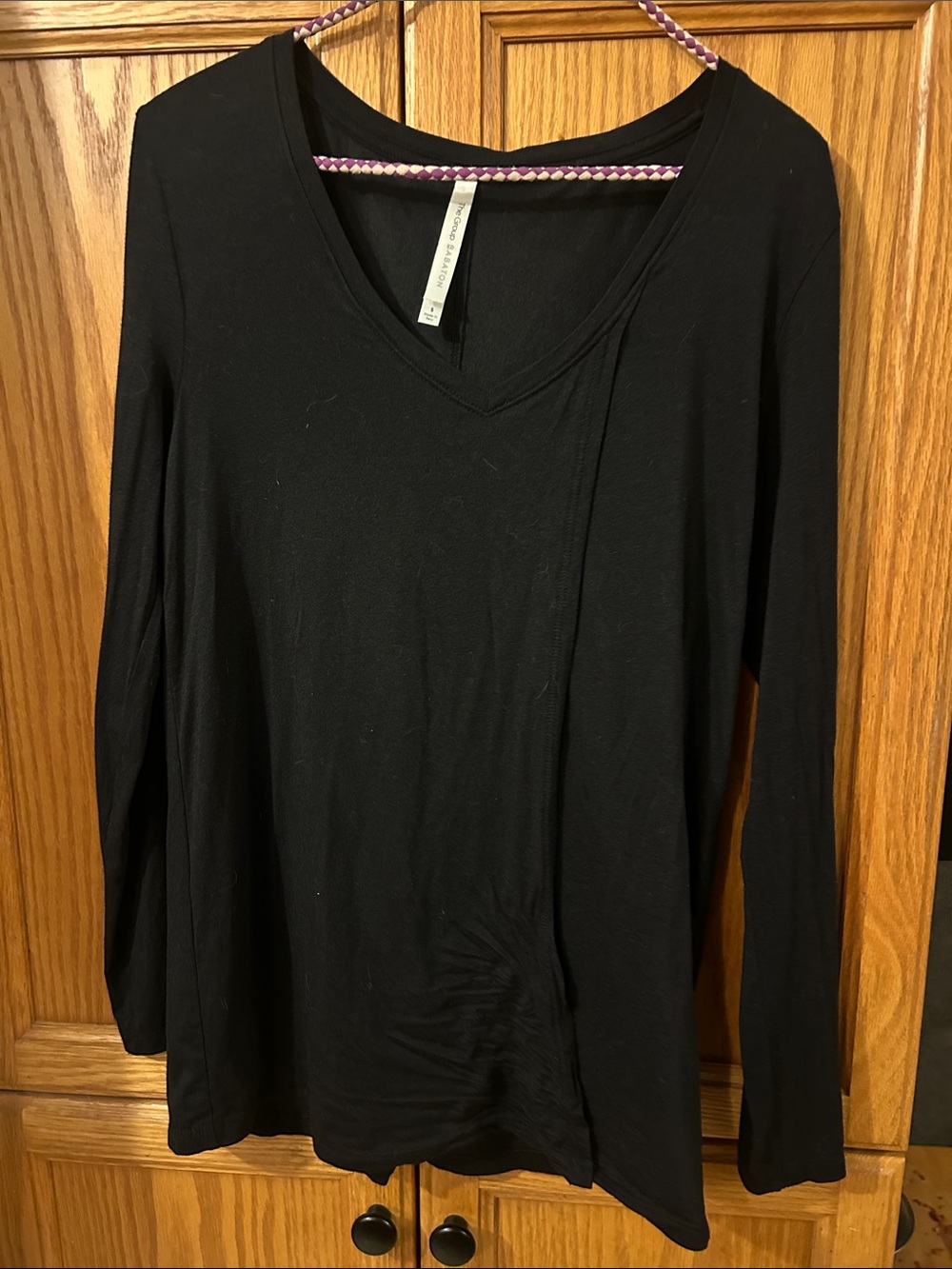 Women's Black V-Neck Long Sleeve Tee by Babaton